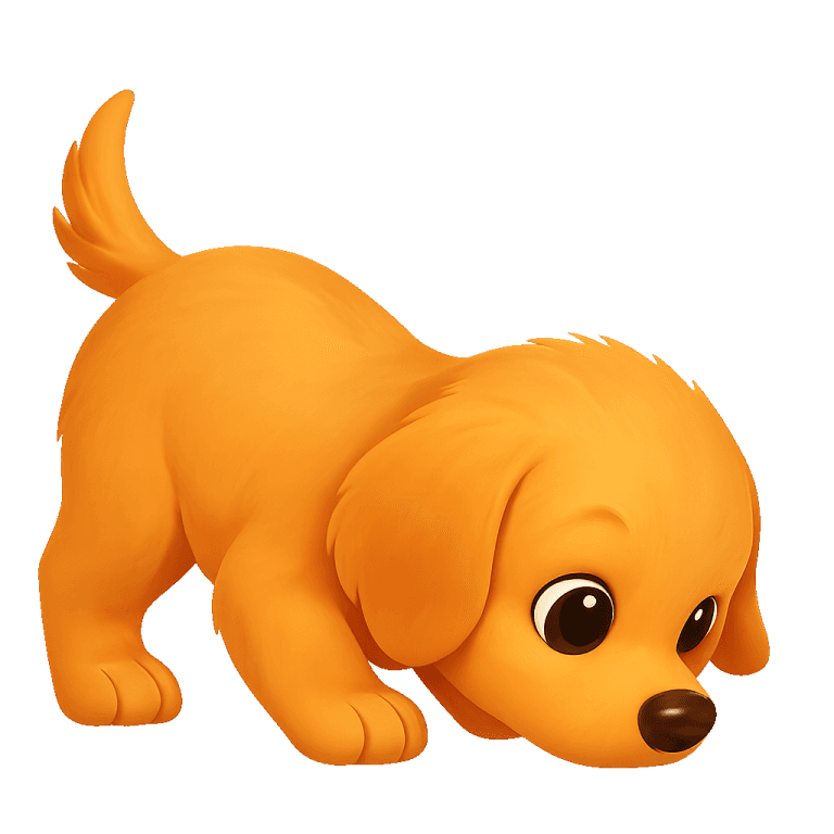 The BowlScore puppy sniffing the ground